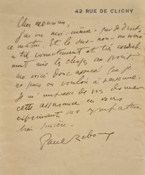 Carte-lettre autographe signée adressée à Jules Claretie. . REBOUX (Paul).