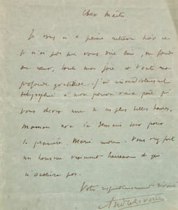 Carte pneumatique autographe signée adressée à Jules Claretie.