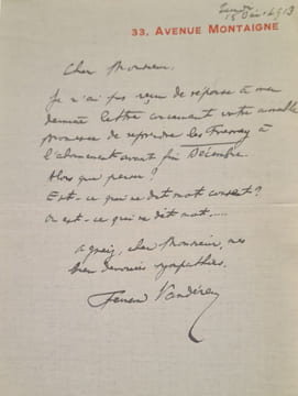 Une lettre et une carte-lettre autographes signées adressées à Jules Claretie. . VANDEREM (Fernand).
