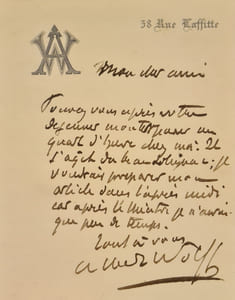 Lettre autographe signée adressée à Jules Claretie.