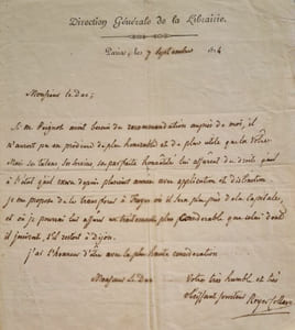 Lettre autographe signée adressée au Duc de Brissac.