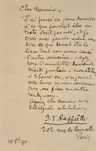 1 lettre et un billet autographes signé à son éditeur.