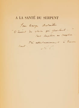 A la santé du serpent. . CHAR (René).