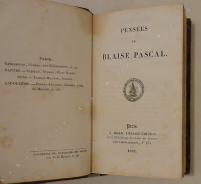 Pensées.. PASCAL (Blaise)