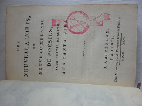 Mes nouveaux torts, ou nouveau mélange de poésies, pour servir de suite aux Fantaisies. Tome 8 seul de ses oeuvres.. DORAT (Claude-Joseph)