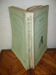 GOYA, sa biographie. Les fresques, les toiles, les tapisseries, les eaux-fortes et le catalogue de l'oeuvre avec cinquante planches inédites d'après les copies de Tabar, Bocourt, et Charles Yriarte.