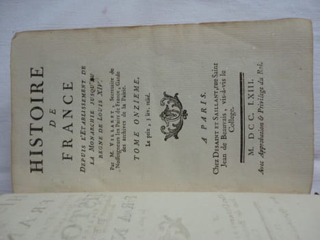 Histoire de France depuis l'établissement de la monarchie jusqu'au règne de Louis XIV. Tome XI seul.. VILLARET (Claude)