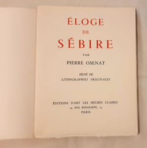 Éloge de Sébire. Orné de lithographies originales.