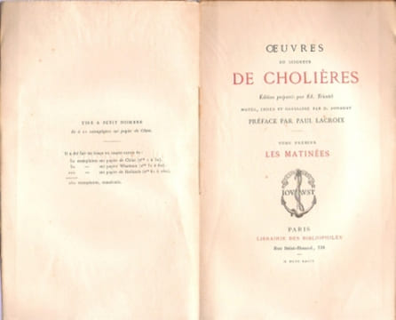 Oeuvres Du Seigneur De Cholières . Édition Préparée Par Ed. Tricotel . Notes , Index et Glossaire Par D. Jouaust . Préface Par Paul Lacroix . Tome ...