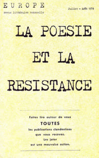 Europe n° 543 - 544 . Juillet - Août 1974 : La Poésie et La Résistance