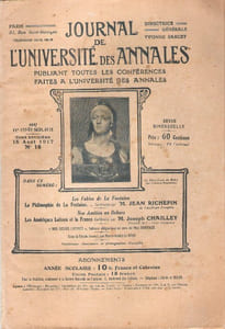 Journal de l'Université Des Annales Publiant toutes Les Conférences . Tome 2 , n° 16 - 16 Août 1917 : La Philosophie de La Fontaine - Les Amériques Latines et la France