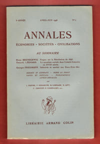 Annales n° 2 . Avril-Juin 1948 : Propos Sur La Révolution De 1848 - La Question Sociale Dans L'armée Française Au XVIII° Siècle - Industrie et Société Aux États-Unis