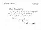 Deux cartes autographes signées à un jeune lecteur et admirateur. DÉON (Michel)