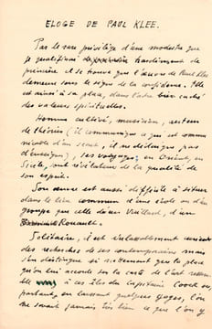 « Éloge de Paul Klee » .. MASSON (André)