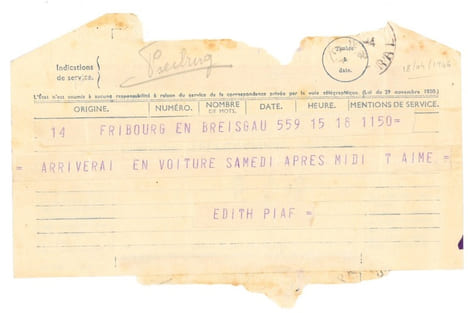 Télégramme à Yves Montand.. PIAF (Édith)