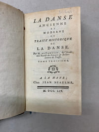 La Danse ancienne et moderne ou traité Historique de la Danse