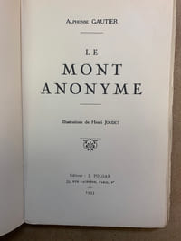 Le mont Anonyme. Illustrations de Henri Joudet