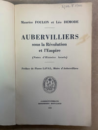 Aubervilliers sous la Révolution et l'Empire. Notes d'histoire locale