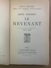 Le revenant. Traduit de l’allemand par Blaise Briod