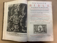 La Sainte Bible traduite en françois, le latin de la vulgate à côté, avec de courtes nottes tirées des saints pères & des meilleurs Interprêtes, pour l’intelligence des endroits les plus difficiles ; et La concorde des quatre évangiles, en latin & en françois. Nouvelle édition, enrichie de cartes géographiques et de figures ; Avec les Traitez de Chronologie & de Géographie ; les Sommaires des Livres tant du Vieux que du Nouveau Testament ; & toutes les Tables tirées de la grande Bible Latine d’Antoine Vitré. De plus une idée générale de l’Ecriture Sainte, avec différentes manières & diverses règles pour l’expliquer. Le tout agrémenté d’une Table très-ample des Matières en François & en Latin