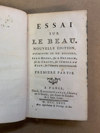 Essai sur le Beau. Nouvelle édition, augmentée de six discours, sur le Modus, sur le Decorum, sur les Grâces, sur l’Amour du beau, sur l’Amour désintéressé