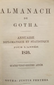 Almanach de Gotha – Annuaire Diplomatique pour l'année 1859.