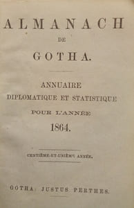 Almanach de Gotha – Annuaire Diplomatique pour l'année 1864.