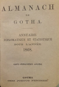 Almanach de Gotha – Annuaire Diplomatique pour l'année 1868.
