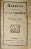 Annuaire du Département de la CORRÈZE, pour l'Année 1833.. ANNUAIRE-CORRÈZE