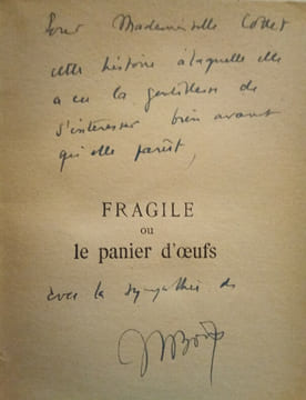 Fragile ou le panier d'oeufs. Roman.. BORY (Jean-Louis)