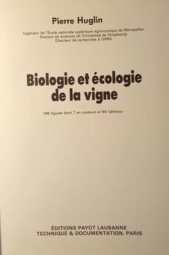 Biologie et écologie de la vigne.. HUGLIN (Pierre)