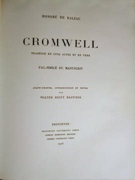 CROMWELL – Tragédie en cinq actes et en vers.. BALZAC (Honoré de)
