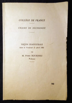 Leçon Inaugurale faite le vendredi 23 Avril 1982.. BOURDIEU (Pierre)
