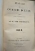 Annuaire du Conseil d' &Eacute;tat, publi&eacute; avec l'autorisation de Monsieur Le Garde Des Sceaux – 1848.. Anonyme