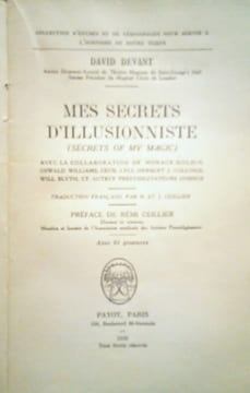 Mes Secrets d'Illusionniste.. DEVANT (David.)