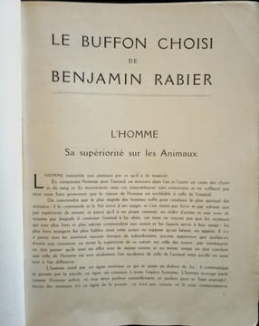 Le Buffon Choisi de Benjamin Rabier. (L'Homme – Animaux Sauvages – Oiseaux – Reptiles et Poissons.. BUFFON & RABIER (Benjamin)