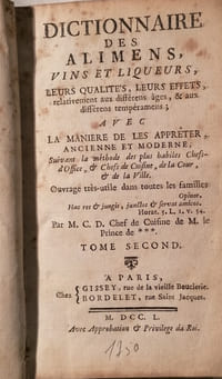 Dictionnaire des Alimens,