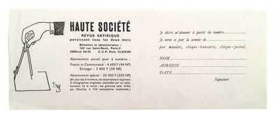 HAUTE SOCIETERevue satirique internationaleN°1, juin 1960 au n°3, novembre 1960, collection complète.