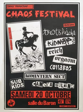 CHAOS PRODUCTIONS PRESENTEChaos festival Orléans samedi 20 octobre 1984 salle du Baron. Chaos