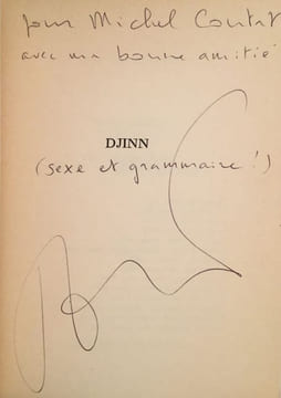 Djinn un trou rouge entre les paves disjoints (signé). ROBBE-GRILLET ALAIN (1922-2008)