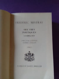 FREDERIC MISTRAL OEUVRES POETIQUES TOME 1