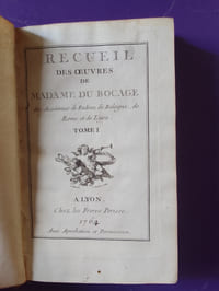  RECUEIL DES OEUVRES DE MADAME DU BOCAGE TOME 1