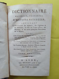 DICTIONNAIRE RAISONNE, UNIVERSEL D'HISTOIRE NATURELLE
TOME NEUVIEME