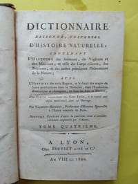 DICTIONNAIRE RAISONNE, UNIVERSEL D'HISTOIRE NATURELLE
TOME QUATRIEME