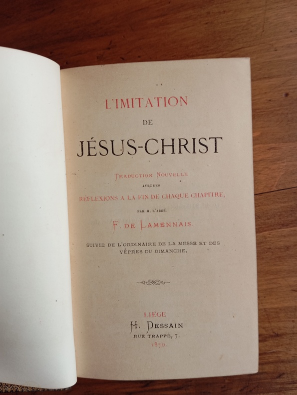 Livre Rare 'L'Imitation De Jésus-Christ' Par Lamennais - Édition 1895 Edmond Monnoyer - Reliure D'Art - Boîte