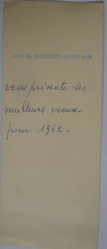 CARTES DE VŒUX 1962. collectif