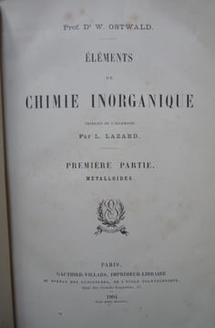 ELEMENTS DE CHIMIE INORGANIQUE. OSTWALD Wilhem