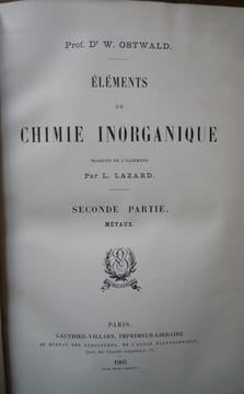 ELEMENTS DE CHIMIE INORGANIQUE. OSTWALD Wilhem