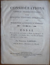 considérations chimico-pharmaceutiques sur quelques teintures officinales ou préparations alcooliques et éthérées