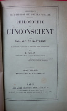 PHILOSOPHIE DE L'INCONSCIENT. EDOUARD DE HARTMANN
NOLEN (traducteur)